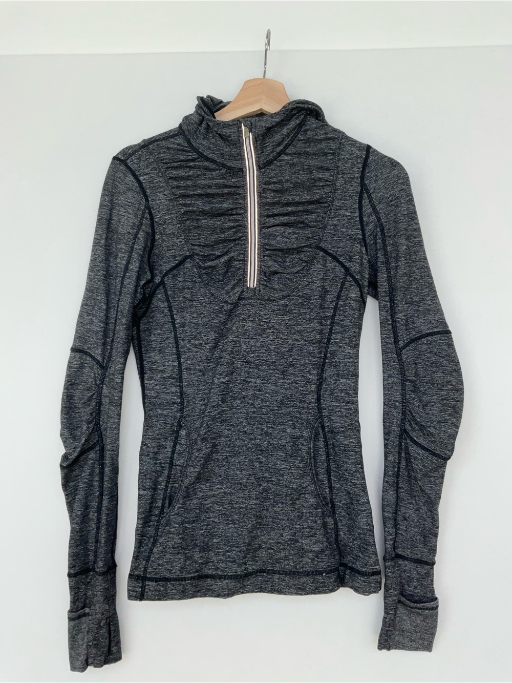 lululemon athletica Dark Heather Gray Half-Zip Hooded Long Sleeve